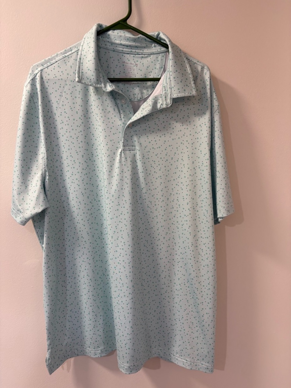 Men's Light Blue Micro-Print Polo Shirt